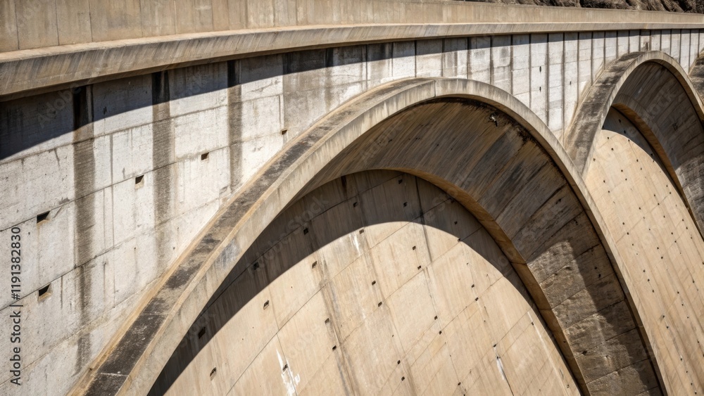 Poster a closeup of the arch element of an arch dam detailing its wellengineered concrete facade that curve
