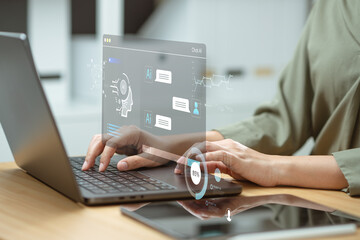 Tech ai analyzing data. Technology artificial intelligence analysis.