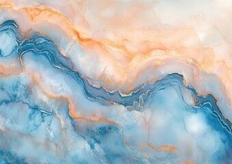 Fototapeta premium Blue, gold marble texture, swirling pattern, background, design