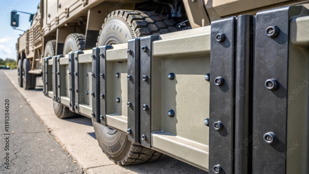 Leinwandbilder a closeup shot of reinforced blast shields securely fastened in place to protect adjacent structures