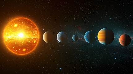 Obraz premium Our Solar System: A Celestial Dance of Planets and Stars