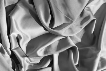 Silk grey fabric. Black and white photo