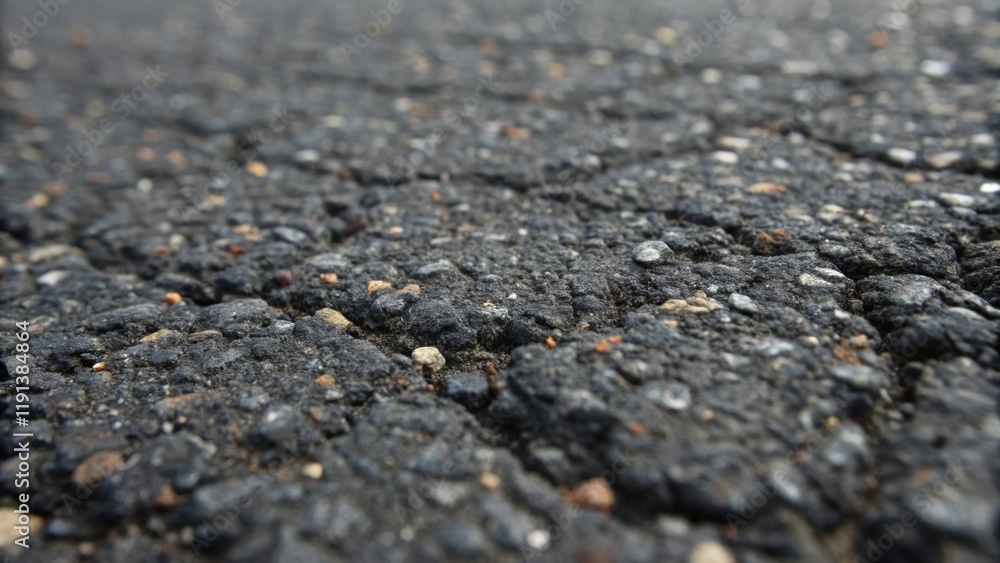 Poster A closeup showing the granular texture of co asphalt where tiny interlocking stones are embedded within a viscous dark binder creating a rugged surface that reflects light unevenly