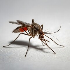 Closeup of a mosquito isolated on white background for educational purposes and insect identification guide