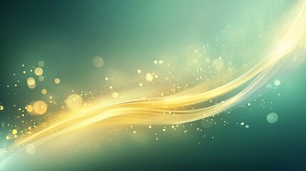 Abstract Golden Waves On Teal Background