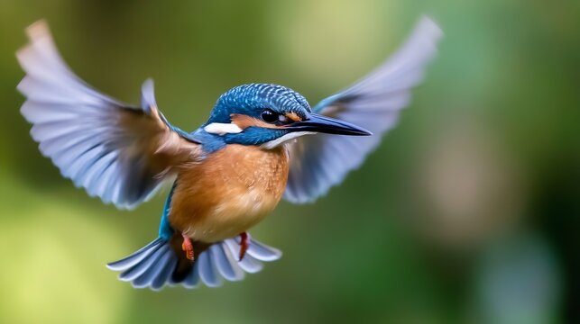 Colorful Kingfisher Captured Mid-Flight Exhibiting Graceful Movements and Vivid Plumage : Generative AI