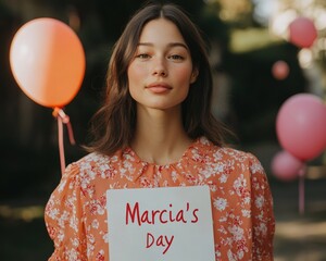 Woman Celebrating National Marcia Day in a Sunlit Garden for Marcia Day Celebration