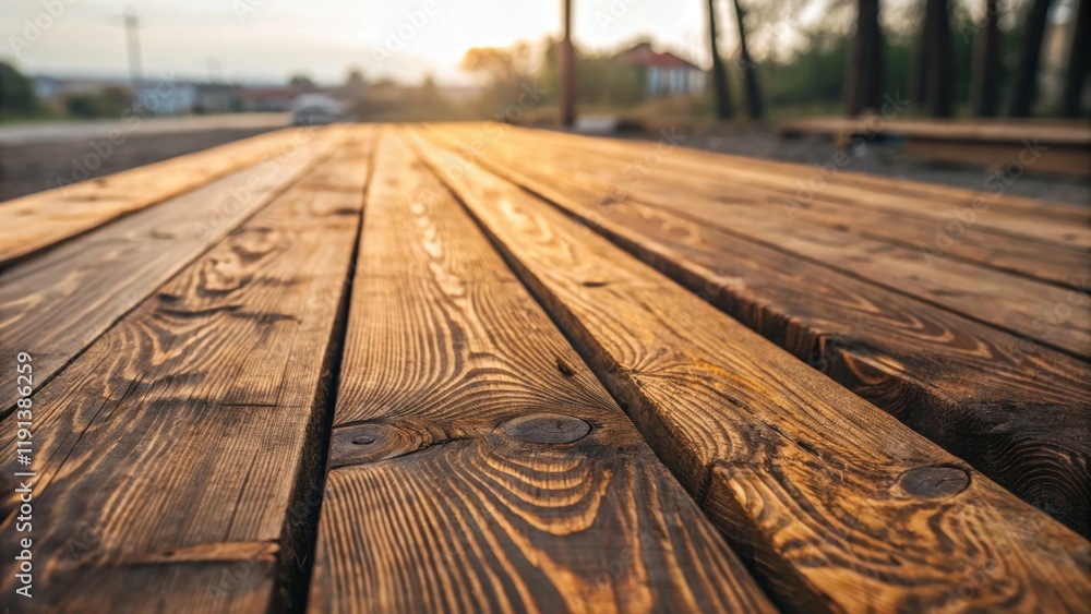 Aufkleber A dynamic photograph focusing on raw timber planks their natural grains and knots creating a visual rhythm with deep browns and hints of ochre enhanced by soft diffused natural