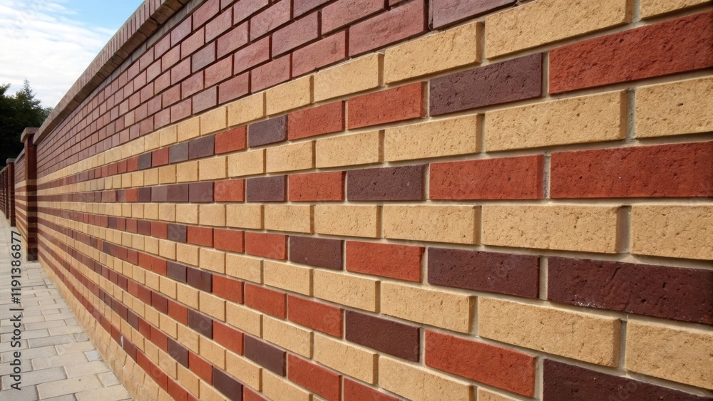 Poster A medium closeup displays the rhythmic pattern of alternating brick colors in the wall showcasing an aesthetic choice that enhances visual appeal while maintaining functionality.