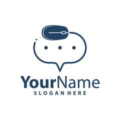 Chat Computer Mouse logo design vector illustration. Mouse logo concept template