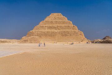 Step pyramid for burial of Djoser also known as king Netjeryknet in Saqqara near Cairo Egypt