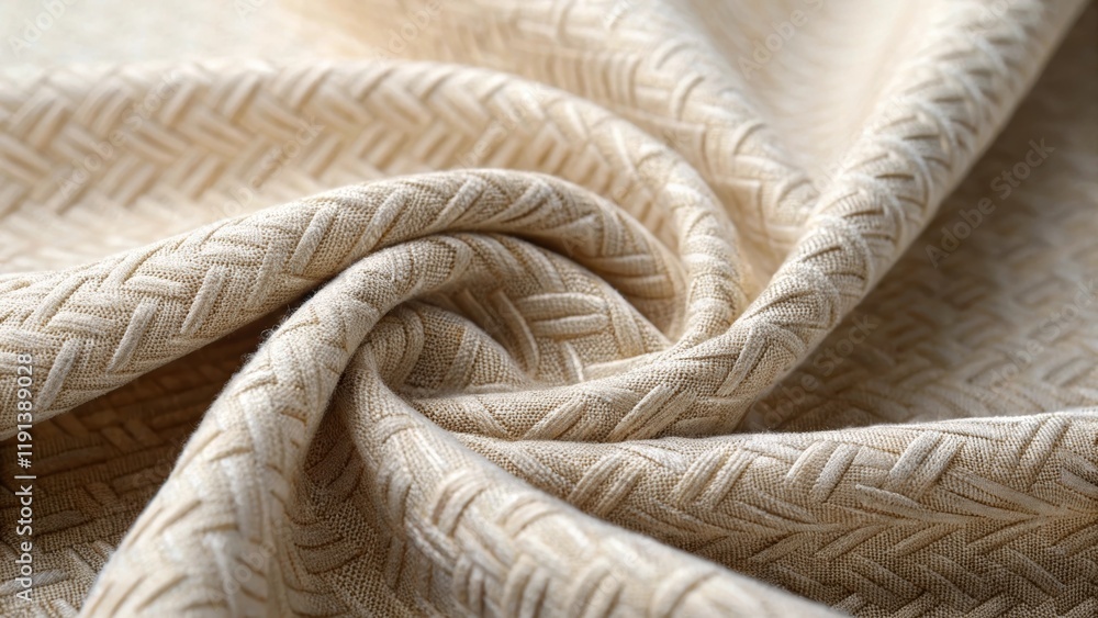 Aufkleber A medium closeup of a finely woven fabric revealing the detailed interlacing of threads with a soft inviting texture that plays with light and creates a sense of depth.