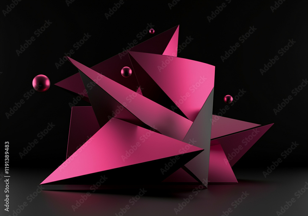Poster abstract geometric shapes with vibrant colors and dynamic design elements in a modern art style