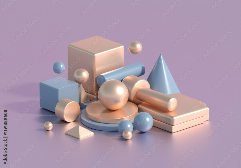 Poster geometric shapes and 3d shapes in graphic design create a modern abstract composition showcasing vib