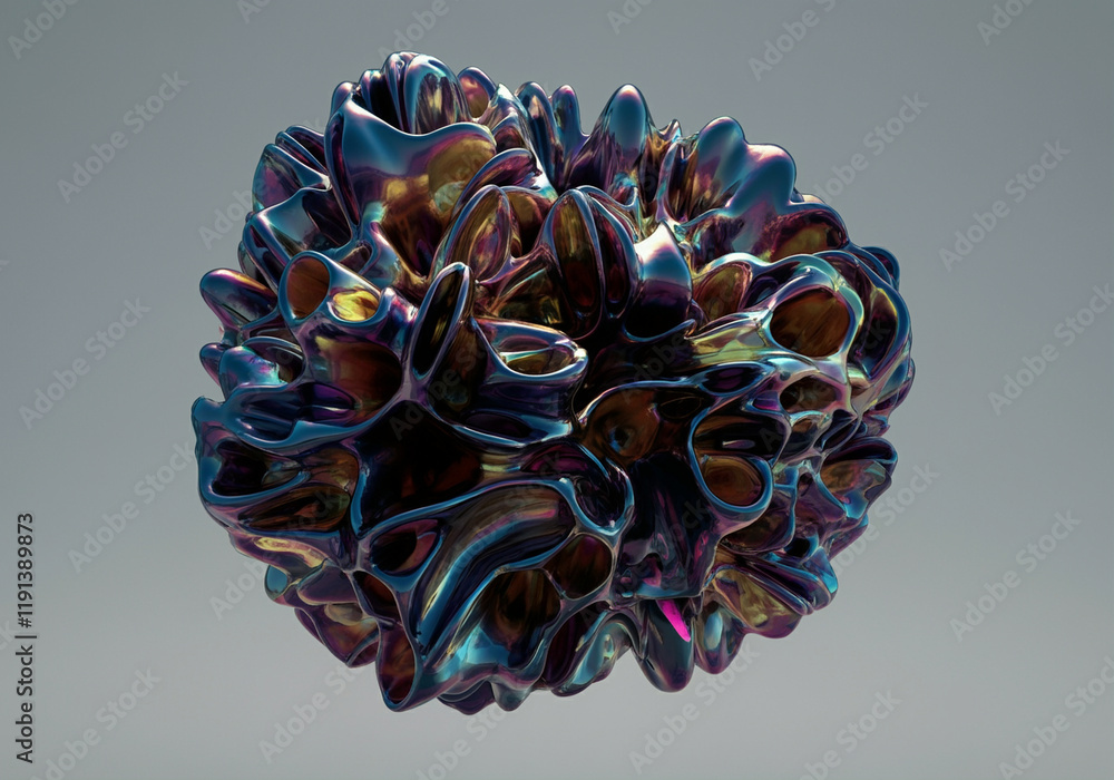 Poster 3d abstract shape with glossy surface in vibrant colors creating a modern graphic design