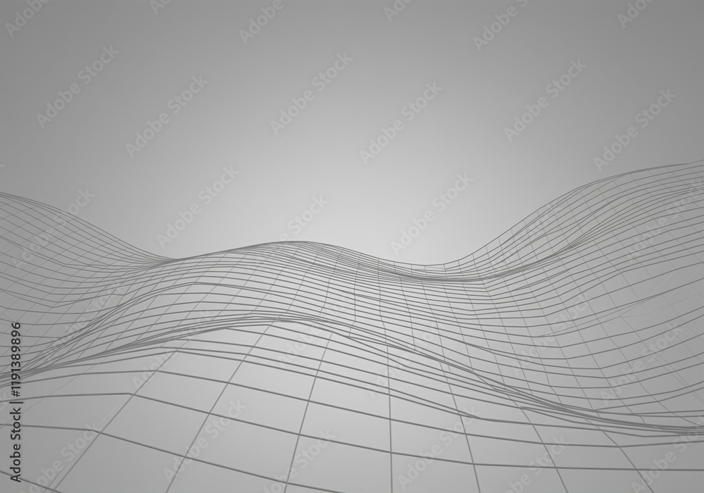 Poster wave pattern graphic design with flowing lines and curves in a minimalist style