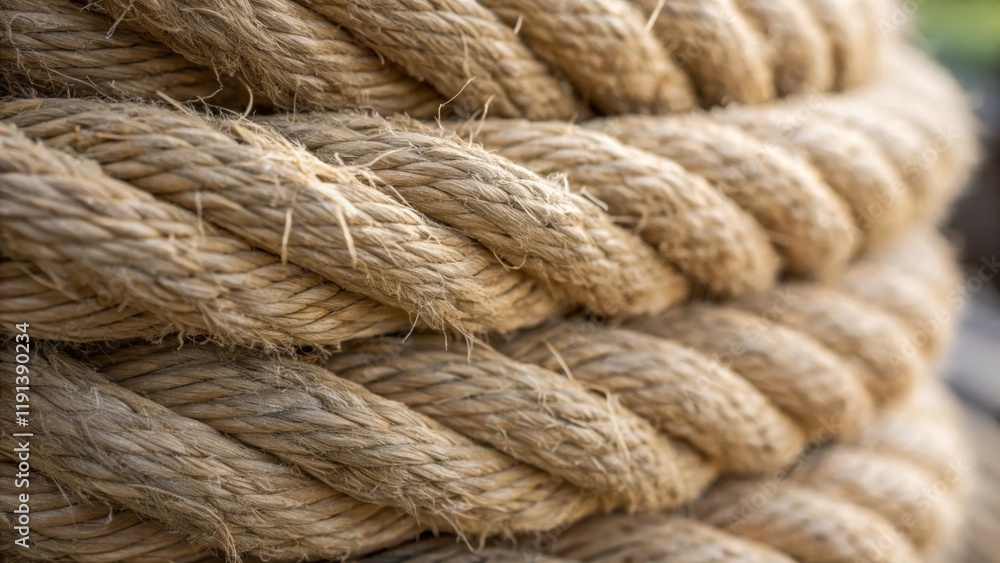 Aufkleber a medium closeup of a natural fiber rope illustrating the twisting strands and rough texture with em