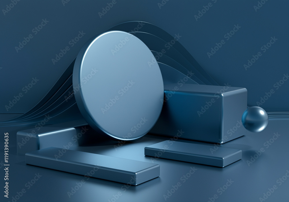 Poster geometric shapes in 3d design with modern style and shadows
