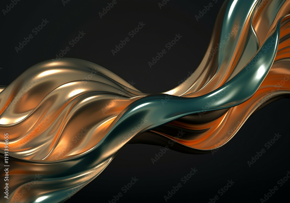 Poster abstract wave design in dynamic fluid motion with graphic elements and shimmering textures