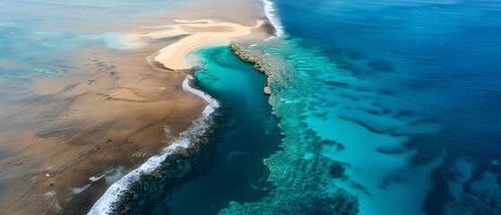 Aerial View of Serene Ocean Landscape with Sand Bar and Turquoise Water
