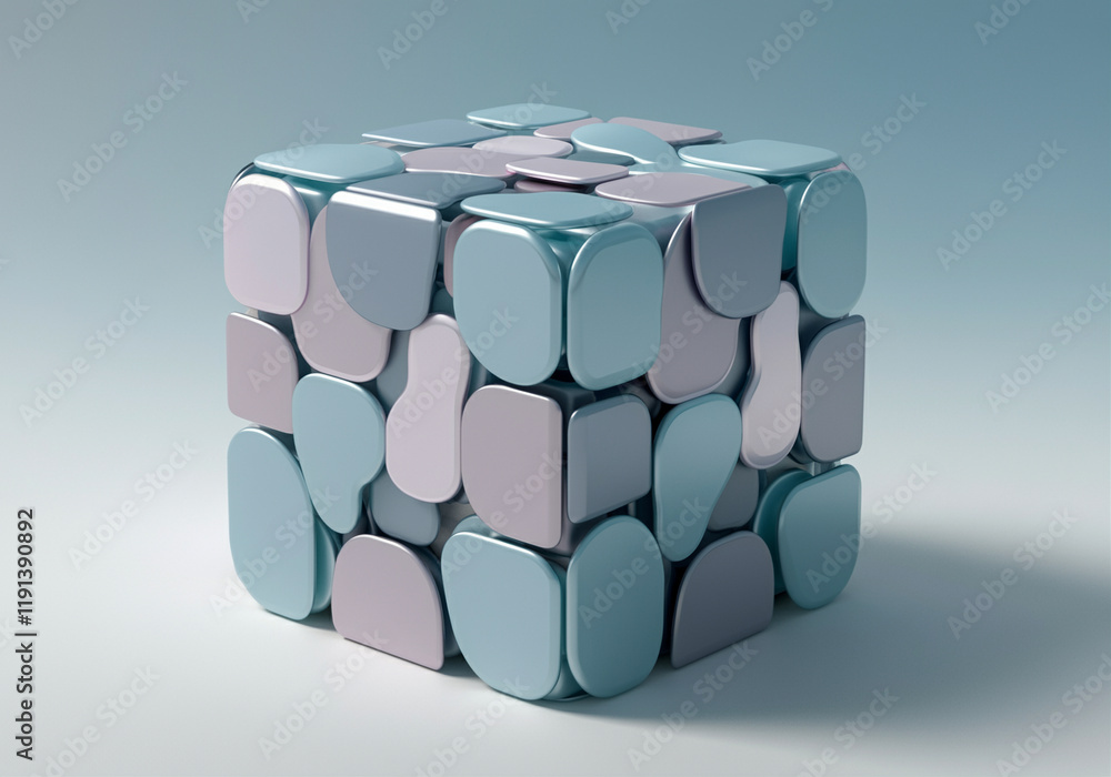 Aufkleber 3d cube geometric design with smooth shapes and modern graphic elements