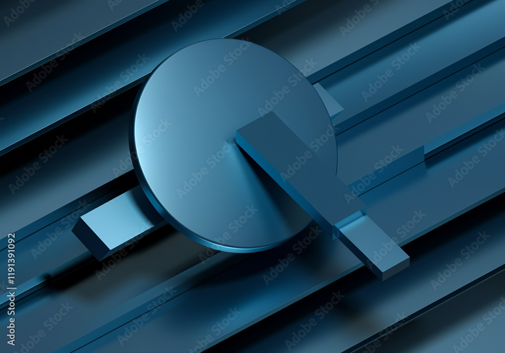 Poster abstract shapes in blue technology design with geometric forms and lines