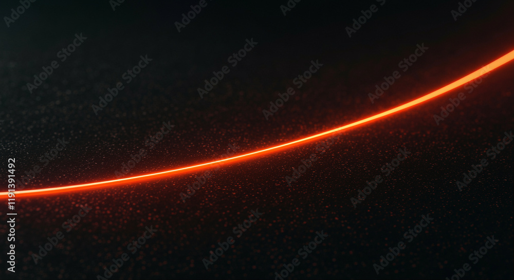 Poster glowing line abstract design on dark background with a smooth curve and particles