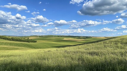 Fototapeta premium Stunning Rural Landscape with Wind Turbines