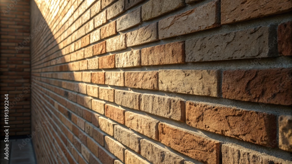 Aufkleber A medium closeup of a vertical strip of the wall highlighting the interplay of light and shadow on the rough surfaces of the bricks showing the intricate variations in color and