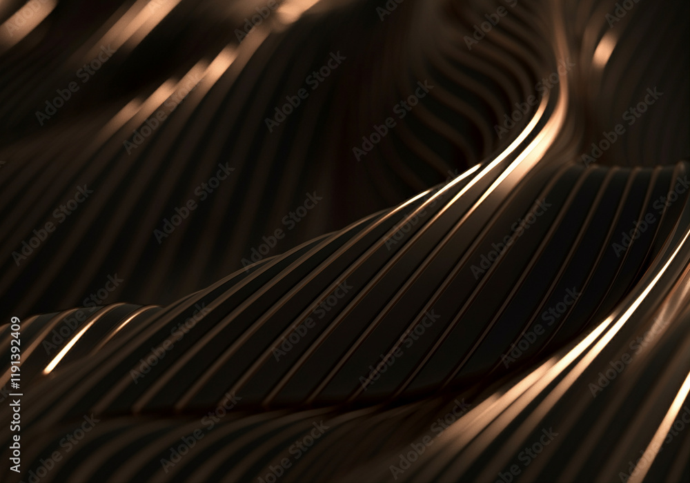 Poster curved lines abstract texture with spiral pattern in golden tones