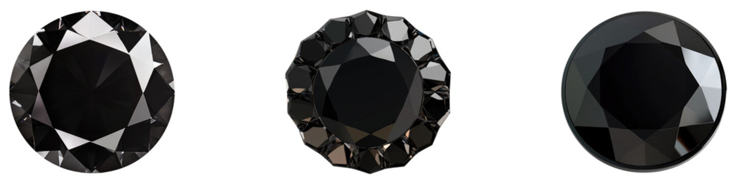 Ebony jewel circle isolated on transparent background, Set of
