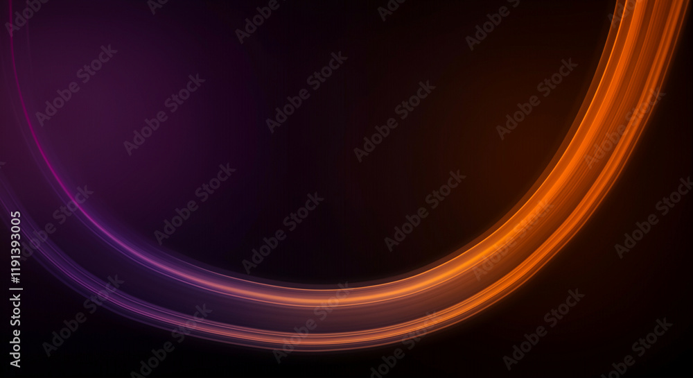 Poster Abstract light curves with vibrant colors creating dynamic patterns in a dark background for modern design
