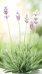 Lavender flowers blooming in a garden, soft focus background, nature photography, ideal for aromatherapy or wellness products