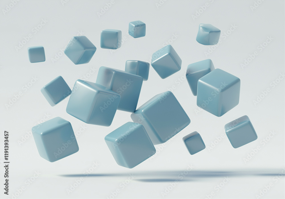 Aufkleber 3d cubes floating in space for graphic design mockups