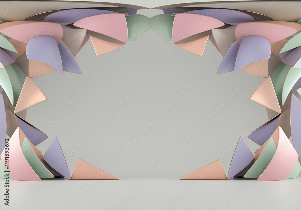 Poster abstract shapes with pastel colors creating a graphic background and modern design