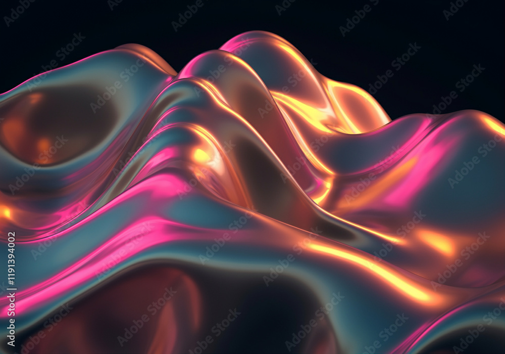 Poster abstract shapes with smooth curves and vibrant colors in modern design style