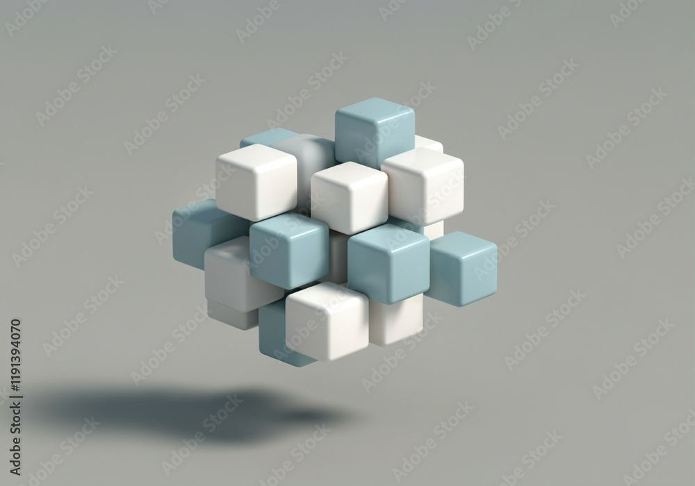 Aufkleber 3d cubes design with floating geometric shapes in modern graphics