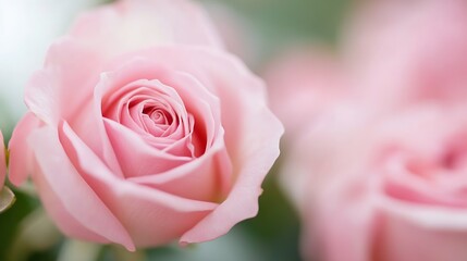 Delicate Pink Rose Bloom in Full Elegance and Beauty : Generative AI