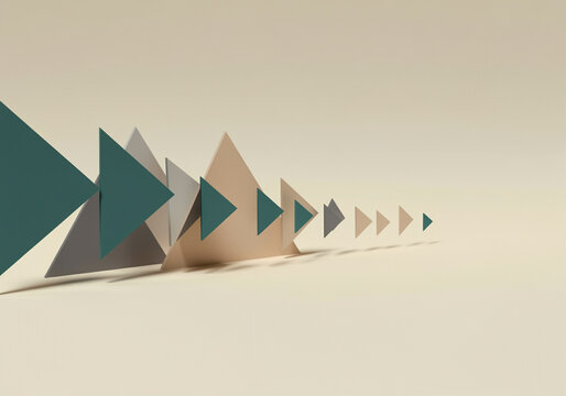 Arrows graphic design illustration with modern arrow shapes and colorful triangle background