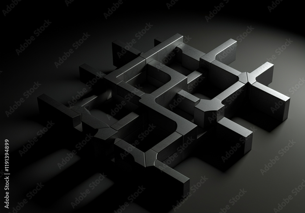 Poster abstract geometric structure with intricate design and geometric patterns in dark tones for modern d