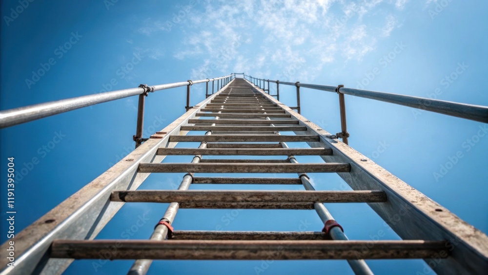 Aufkleber A medium closeup of scaffolding reaching towards the sky symbolizing support and structure needed to elevate aspirations and collectively reach new heights.