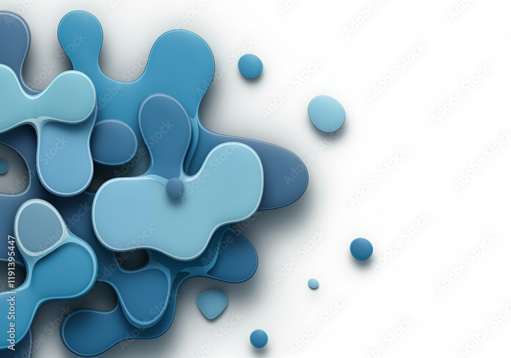 Poster abstract shapes and graphic forms in blue tones creating a modern design