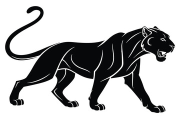 A black Leopard vector silhouette design isolated on a white background