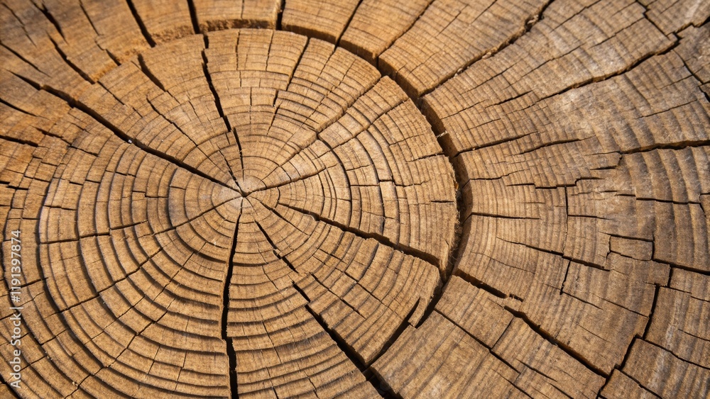 Poster An intimate view of the end grain displaying a dramatic array of concentric circles and lines that tell the age of the wood evoking a sense of history in each detail.