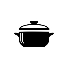 A cooking pot logo silhouette on white background