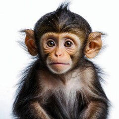 Charming Portrait of an Adorable Baby Monkey Isolated on a Bright Background Capturing Its Playful Nature