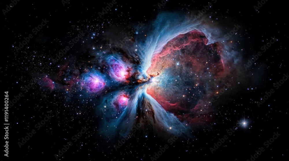 Wall mural a colorful nebula in space with a star in the middle