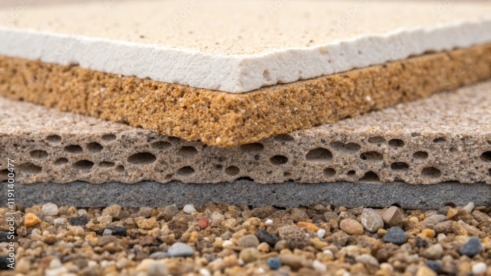 Poster closeup of filtration materials a section of layered filtration media is presented revealing the tex