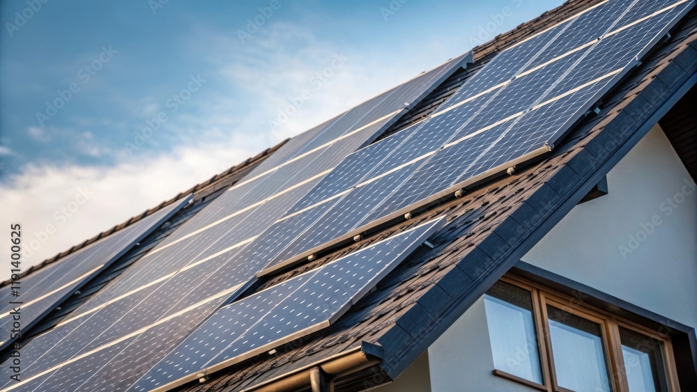 Aufkleber closeup of innovative solar panels integrated into the buildings design demonstrating a commitment t
