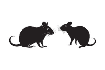 Vector Illustration of Two Rats in Silhouette Style